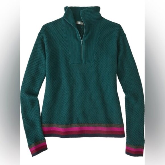 Title nine Sweaters - Title‎ Nine women's S woolicious waffle 1/4 zip sweater stripe merino wool blend